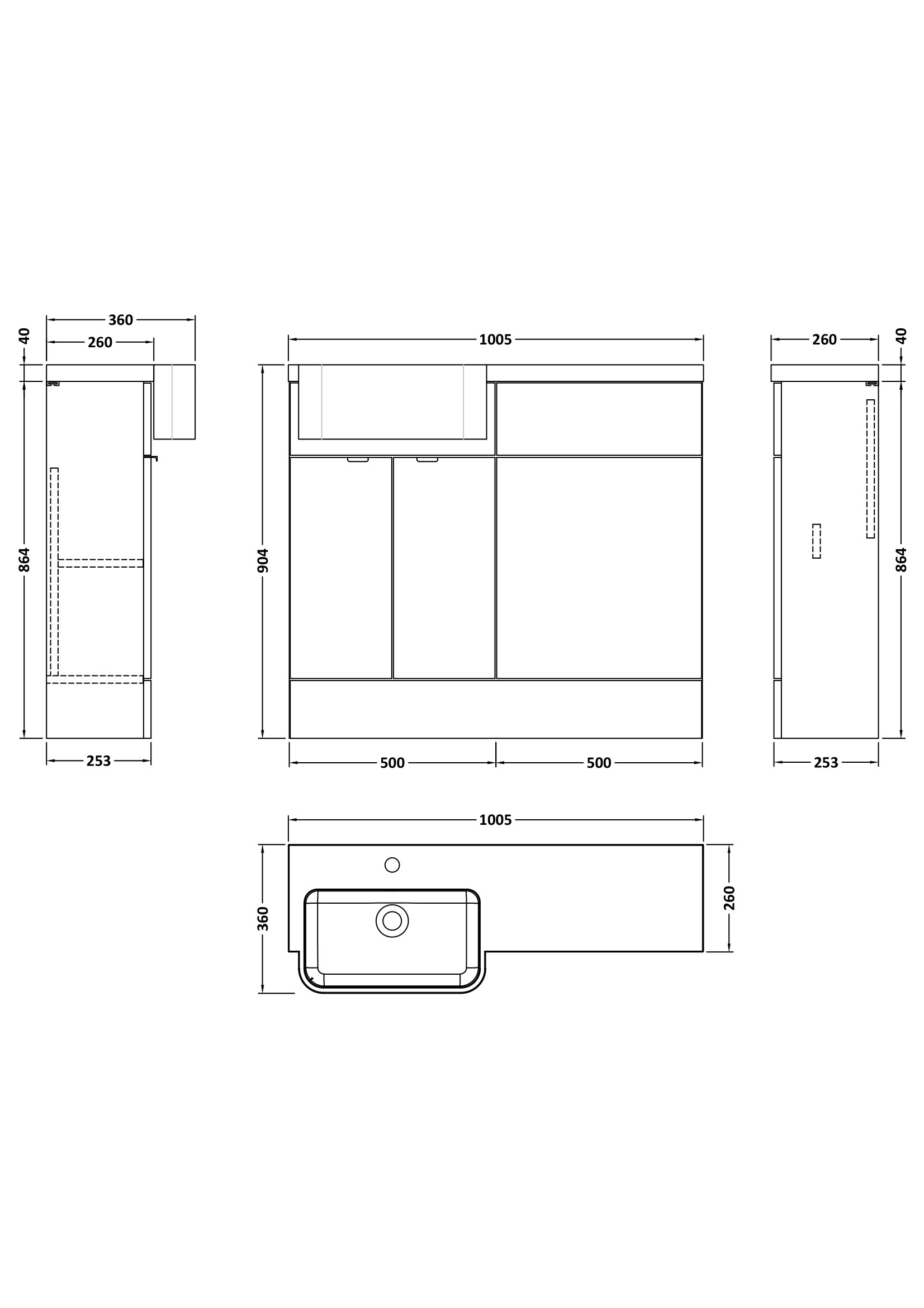 Hudson Reed 1000mm Combination Unit & Left Hand Semi Recessed Basin CBI644 - Image 2