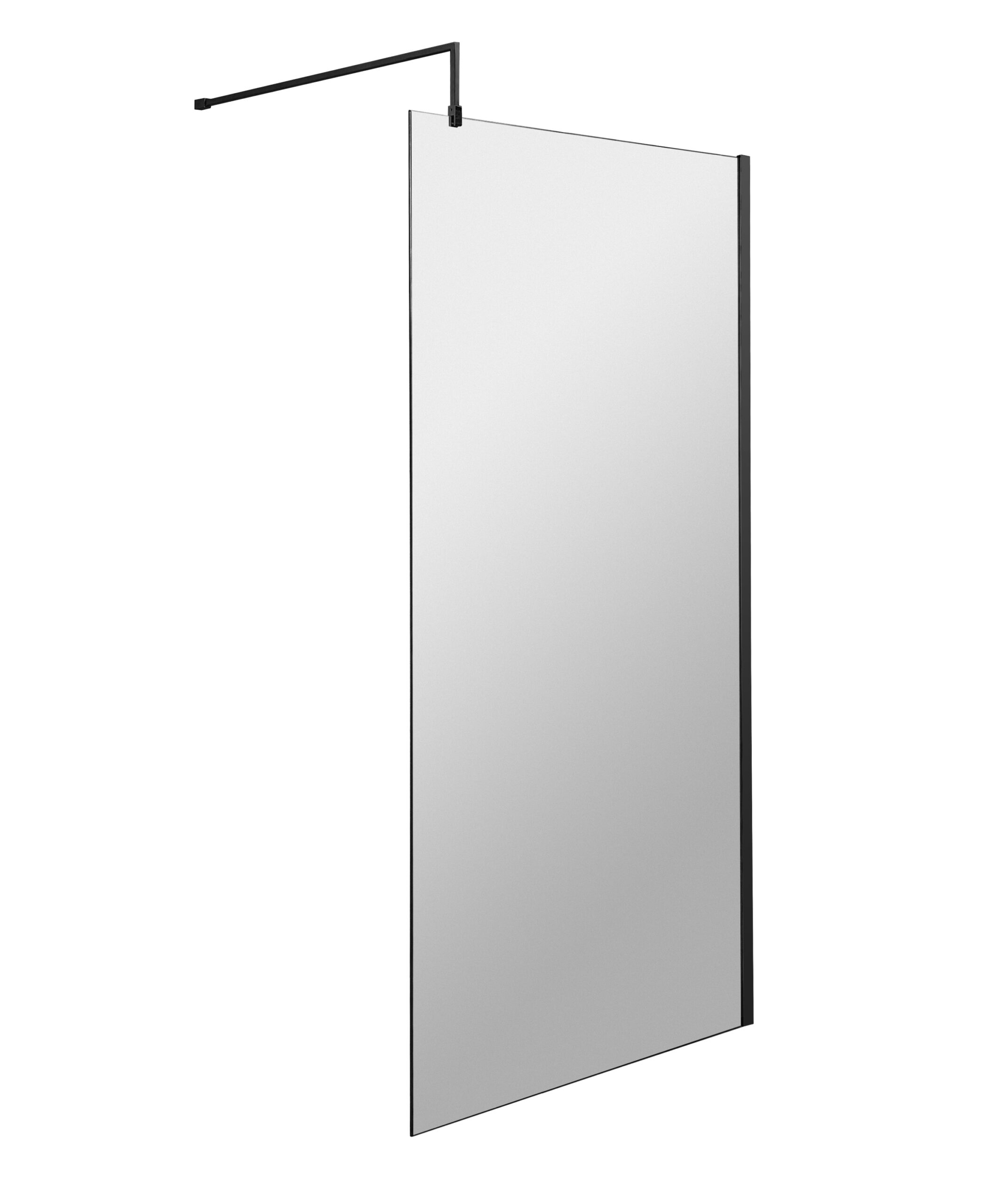 Hudson Reed 1000mm Wetroom Screen With Black Support Bar WRSBP10