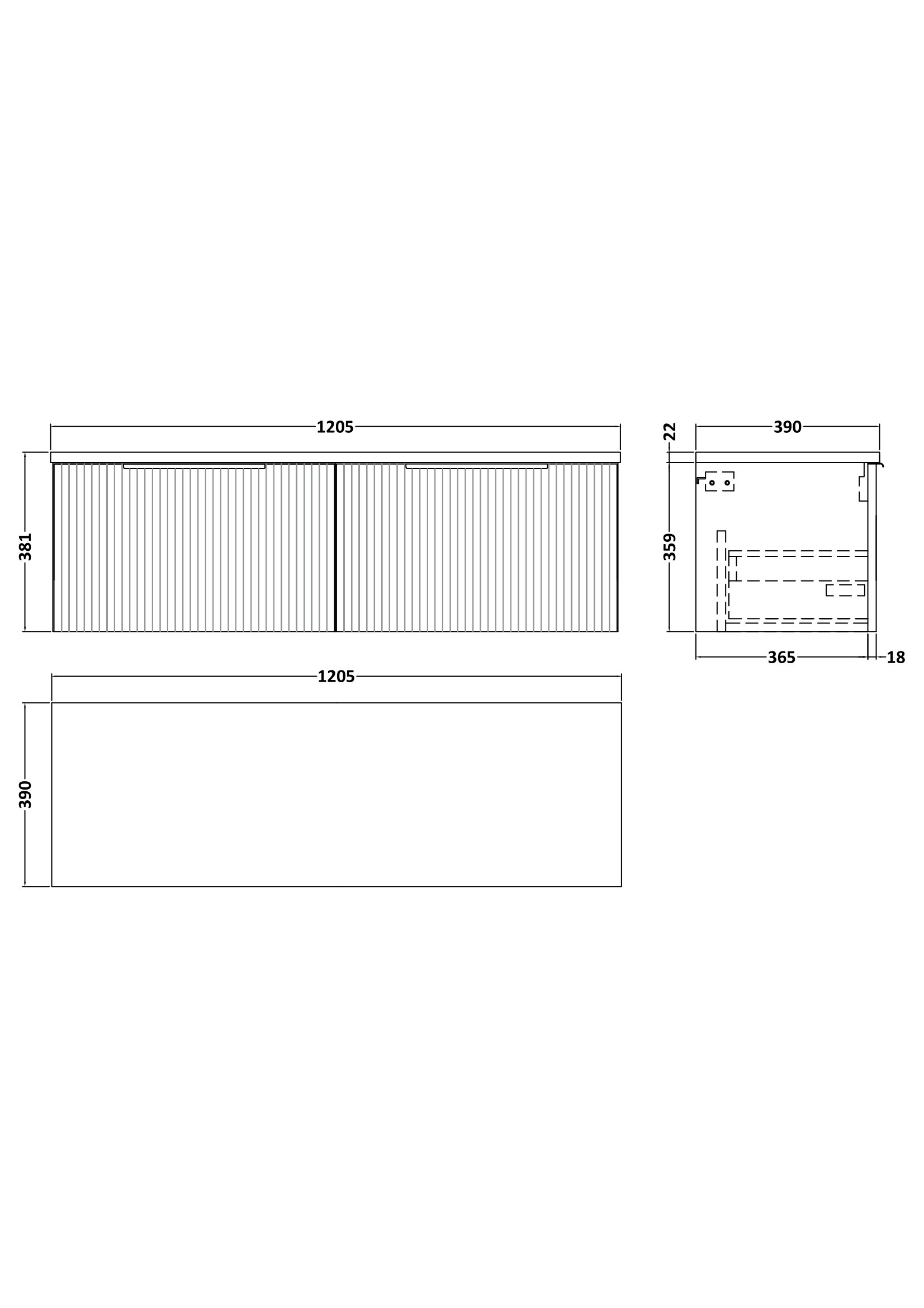 Hudson Reed 1200 Wall Hung 2-Drawer Vanity & Laminate Worktop DFF894LSB2 - Image 2