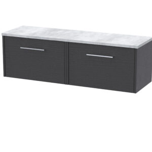 Hudson Reed 1200 Wall Hung 2-Drawer Vanity & Laminate Worktop JNU2222LBG2