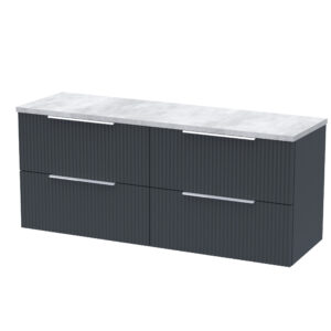 Hudson Reed 1200 Wall Hung 4-Drawer Vanity & Laminate Worktop DFF1493LBG2