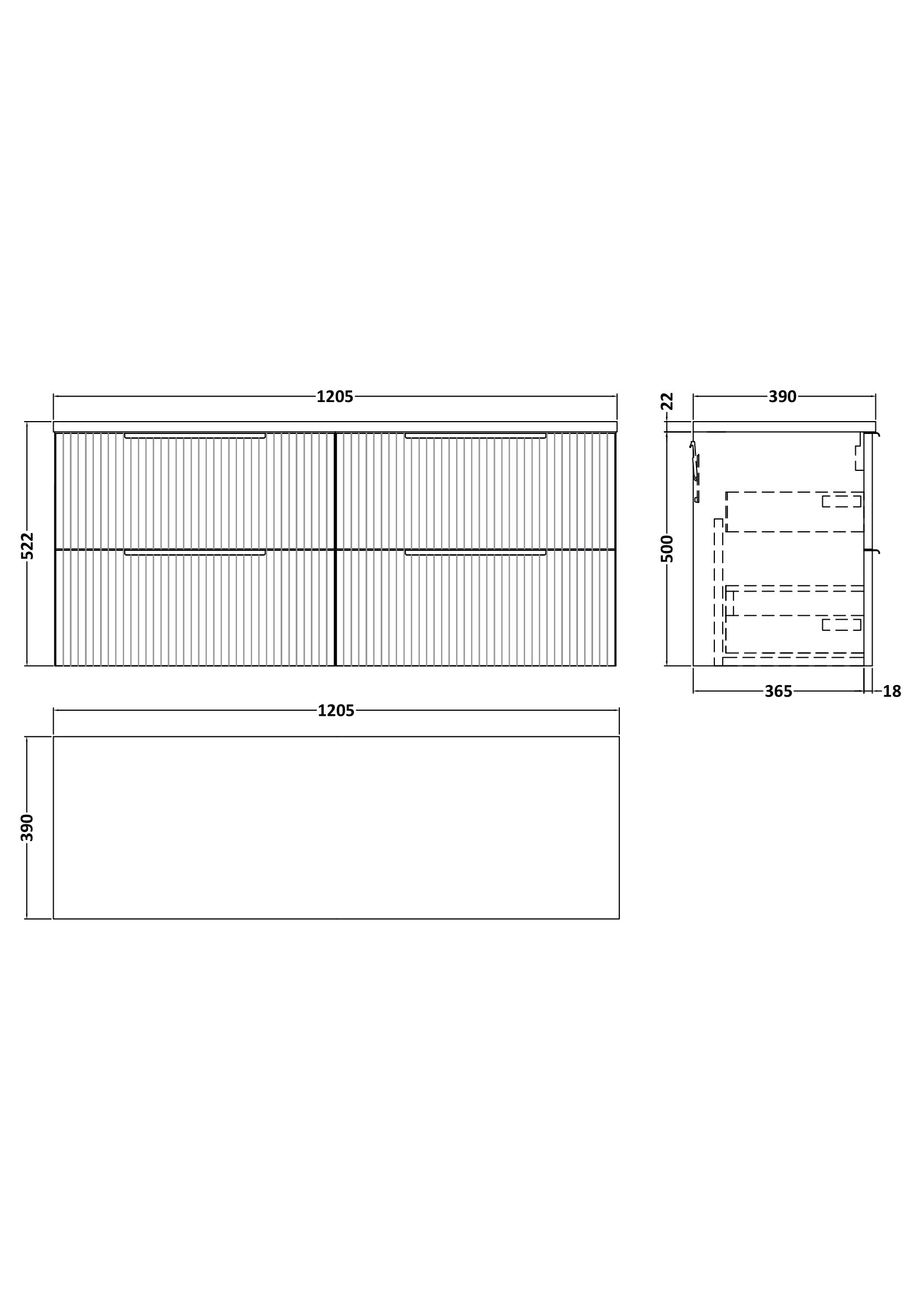 Hudson Reed 1200 Wall Hung 4-Drawer Vanity & Laminate Worktop DFF1493LCM2 - Image 2