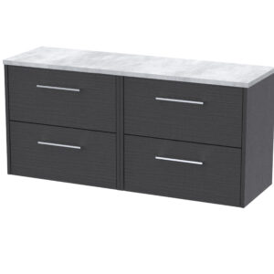 Hudson Reed 1200 Wall Hung 4-Drawer Vanity & Laminate Worktop JNU2224LBG2