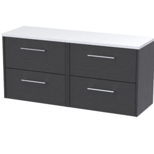 Hudson Reed 1200 Wall Hung 4-Drawer Vanity & Laminate Worktop JNU2224LSW2