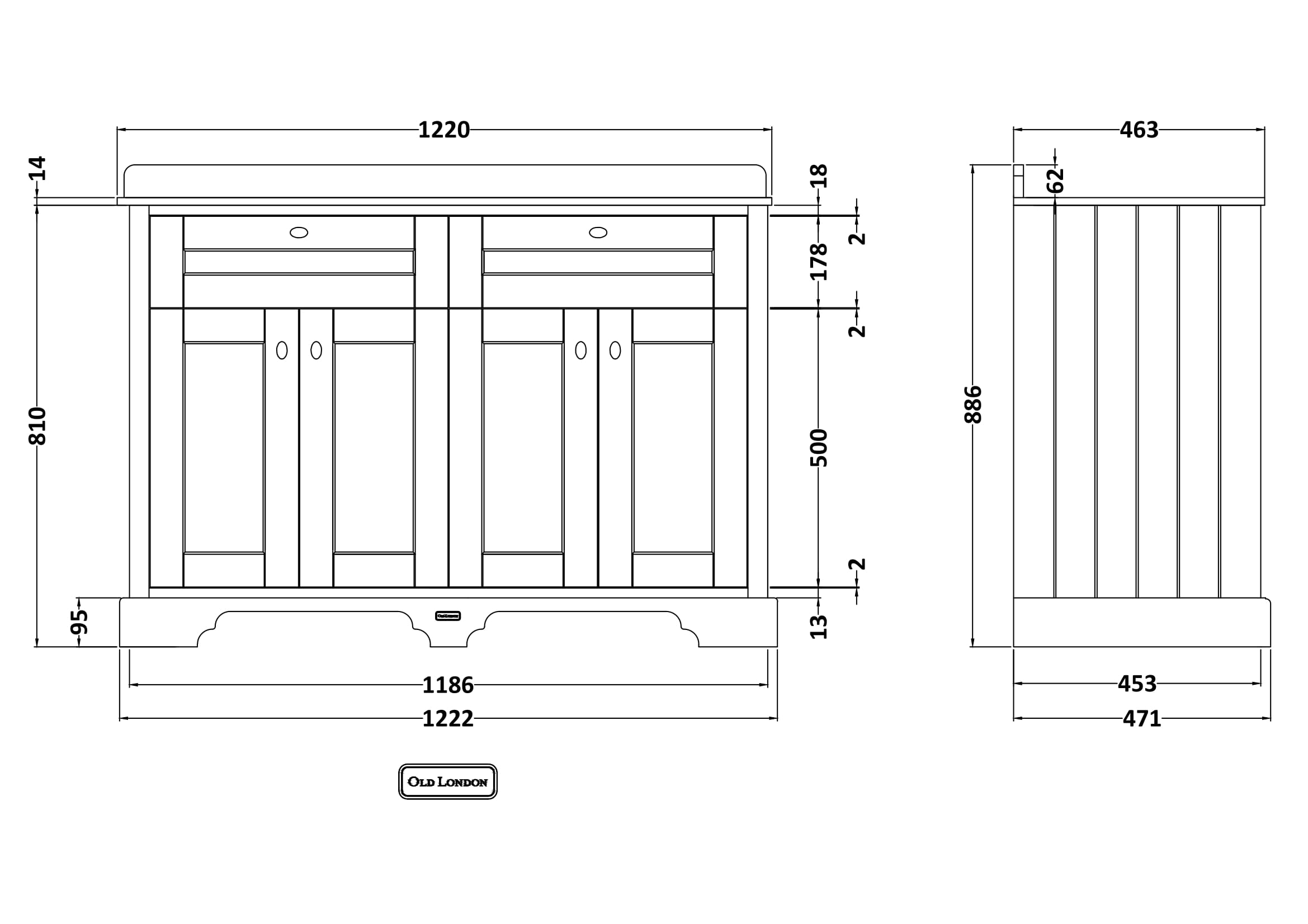 Hudson Reed 1200mm Cabinet & Double Marble Top (3TH) LOF467 - Image 2