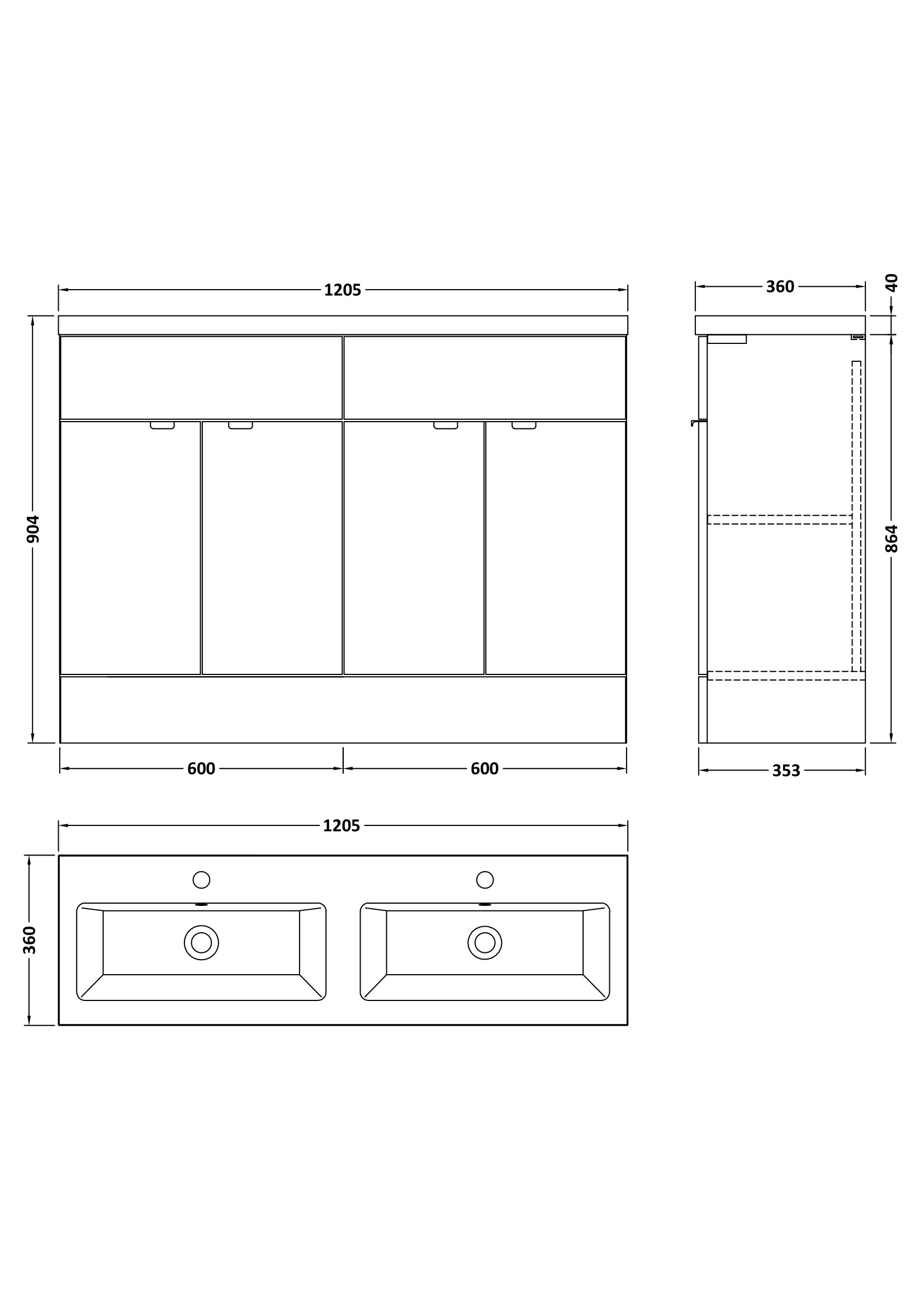 Hudson Reed 1200mm FS 4-Door Vanity & Double Basin CBI3034A - Image 2