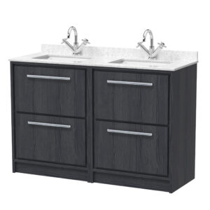 Hudson Reed 1200mm Floor Standing 4-Drawer Vanity with Marble Worktop Basin LIL2233WS2