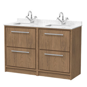 Hudson Reed 1200mm Floor Standing 4-Drawer Vanity with Marble Worktop Basin LIL2733WS2