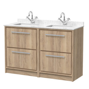 Hudson Reed 1200mm Floor Standing 4-Drawer Vanity with Marble Worktop Basin LIL3033WS2