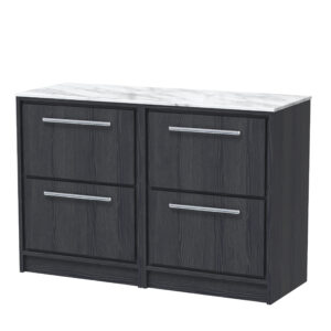 Hudson Reed 1200mm Floor Standing 4-Drawer Vanity with Marble Worktop LIL2233CMT2