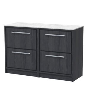 Hudson Reed 1200mm Floor Standing 4-Drawer Vanity with Marble Worktop LIL2233WMT2