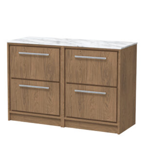 Hudson Reed 1200mm Floor Standing 4-Drawer Vanity with Marble Worktop LIL2733CMT2