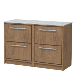 Hudson Reed 1200mm Floor Standing 4-Drawer Vanity with Marble Worktop LIL2733GMT2