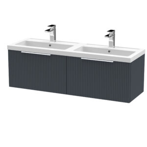 Hudson Reed 1200mm Wall Hung 2 Drawer Vanity & Double Basin DFF1494C