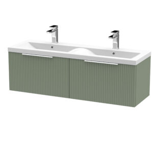 Hudson Reed 1200mm Wall Hung 2 Drawer Vanity & Double Basin DFF894F