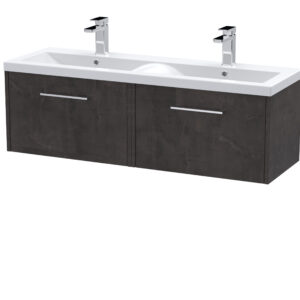 Hudson Reed 1200mm Wall Hung 2 Drawer Vanity & Double Basin JNU2622F