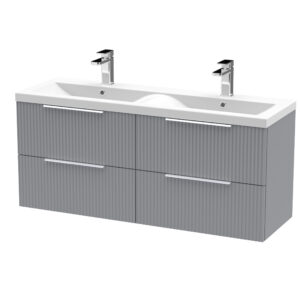 Hudson Reed 1200mm Wall Hung 4 Drawer Vanity & Double Basin DFF293F