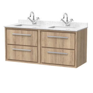 Hudson Reed 1200mm Wall Hung 4-Drawer Vanity with Marble Worktop Basin LIL3024WS2