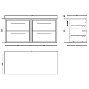 Hudson-Reed-1200mm-Wall-Hung-4-Drawer-Vanity-with-Marble-Worktop-LIL2724CMT2-3