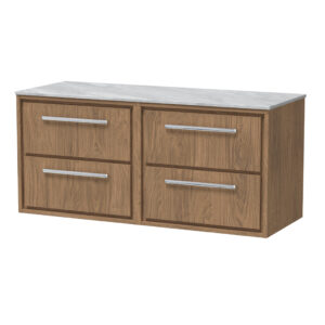 Hudson Reed 1200mm Wall Hung 4-Drawer Vanity with Marble Worktop LIL2724GMT2