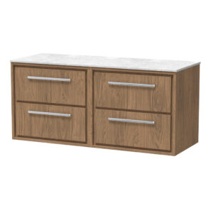 Hudson Reed 1200mm Wall Hung 4-Drawer Vanity with Marble Worktop LIL2724WMT2