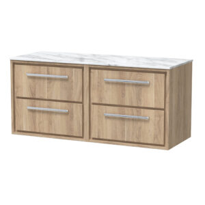 Hudson Reed 1200mm Wall Hung 4-Drawer Vanity with Marble Worktop LIL3024CMT2