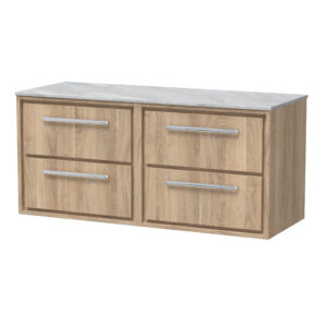 Hudson Reed 1200mm Wall Hung 4-Drawer Vanity with Marble Worktop LIL3024GMT2