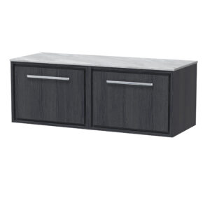 Hudson Reed 1200mm Wall Hung Single Drawer Vanity with Marble Worktop LIL2222GMT2