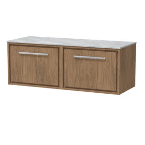 Hudson Reed 1200mm Wall Hung Single Drawer Vanity with Marble Worktop LIL2722GMT2