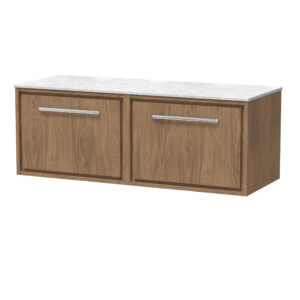 Hudson Reed 1200mm Wall Hung Single Drawer Vanity with Marble Worktop LIL2722WMT2