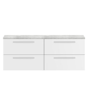 Hudson Reed 1400mm Wall Hung 4-Drawer Unit & Laminate Worktop QUA001LBG