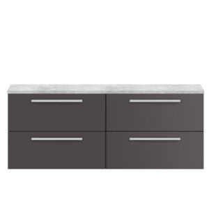 Hudson Reed 1400mm Wall Hung 4-Drawer Unit & Laminate Worktop QUA002LBG