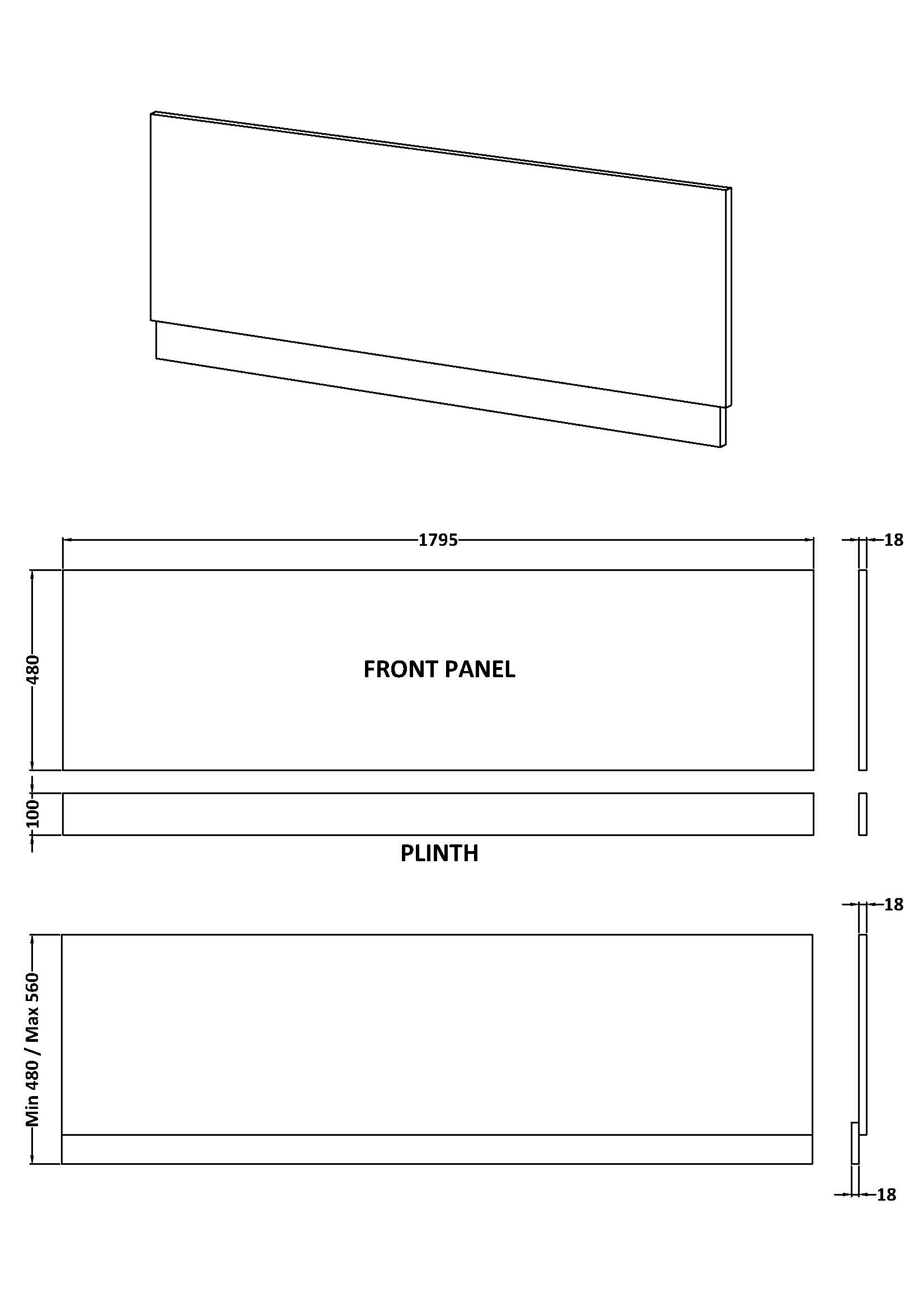 Hudson Reed 1800mm Bath Front Panel MOF378 - Image 2