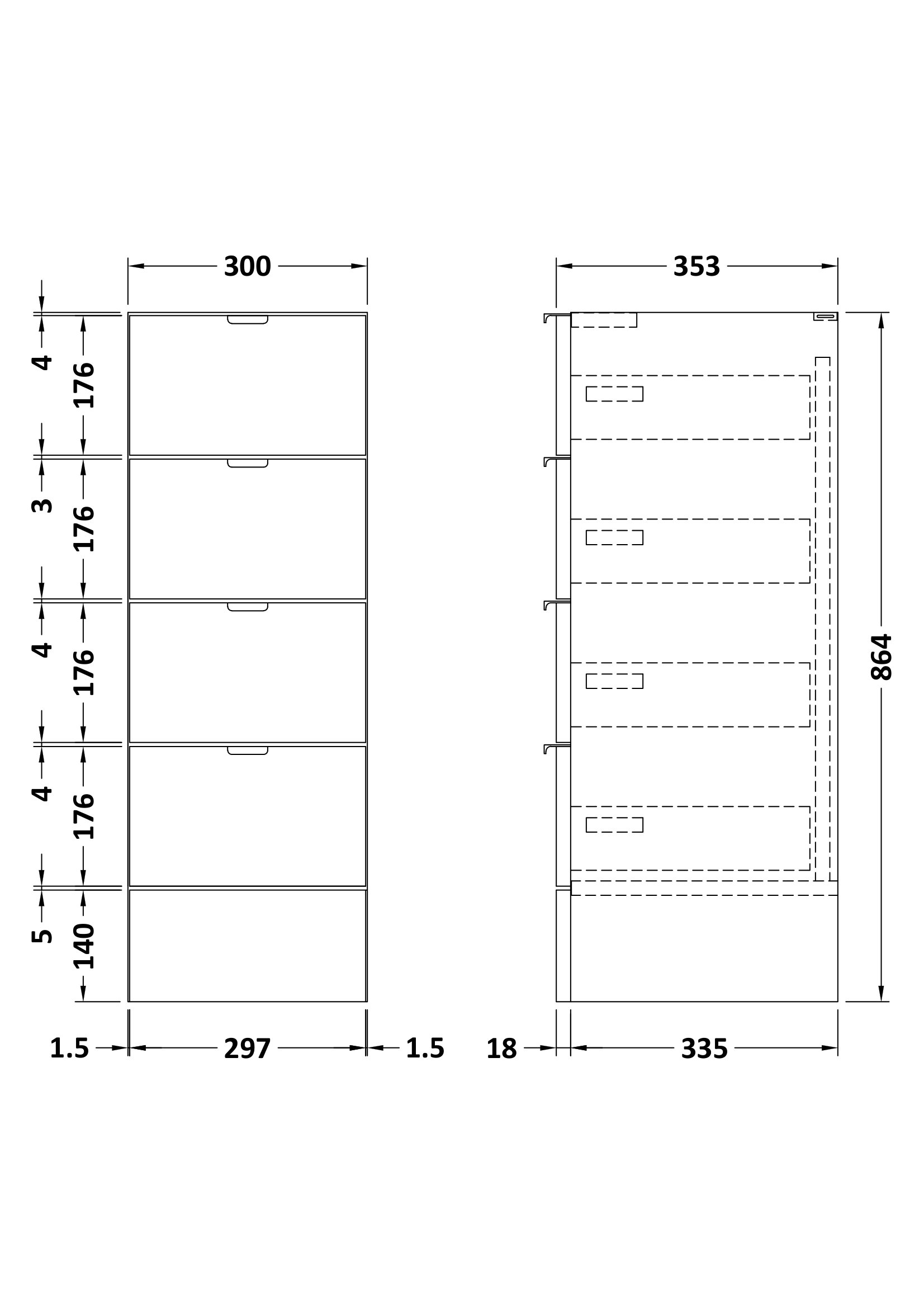 Hudson Reed 300mm Drawer Unit OFF132 - Image 3