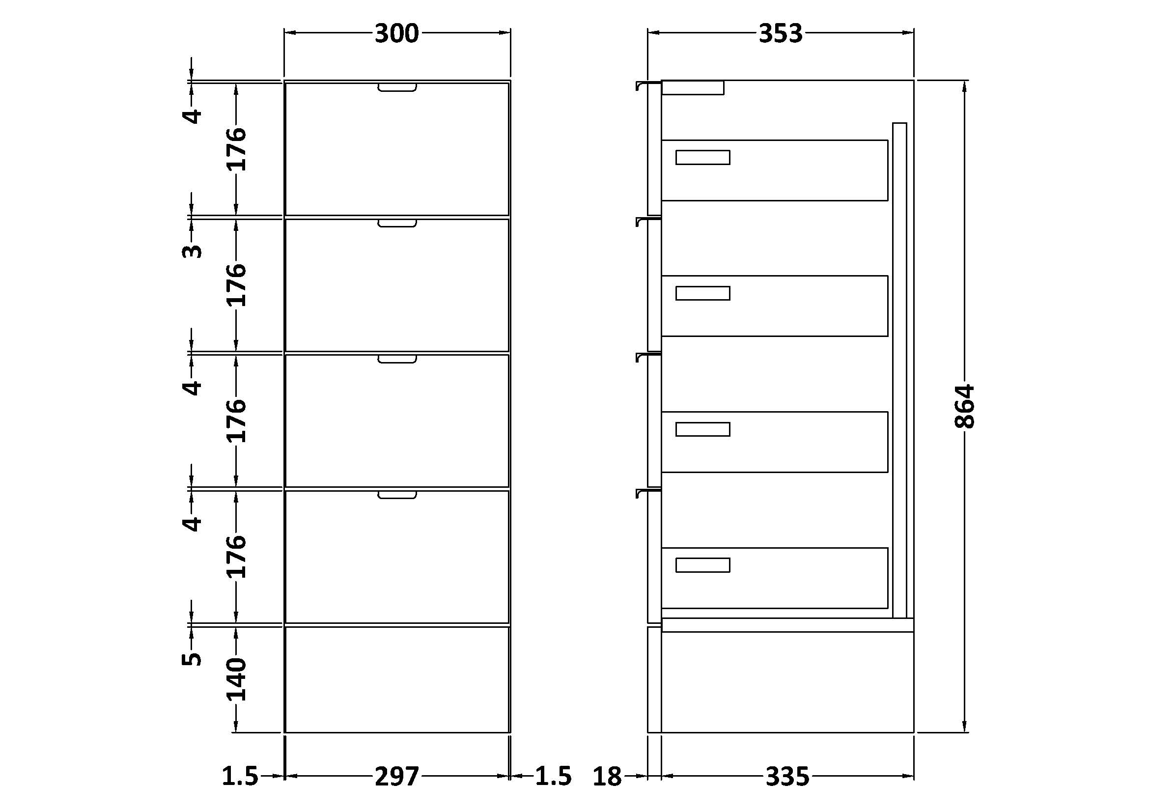 Hudson Reed 300mm Drawer Unit OFF532 - Image 2