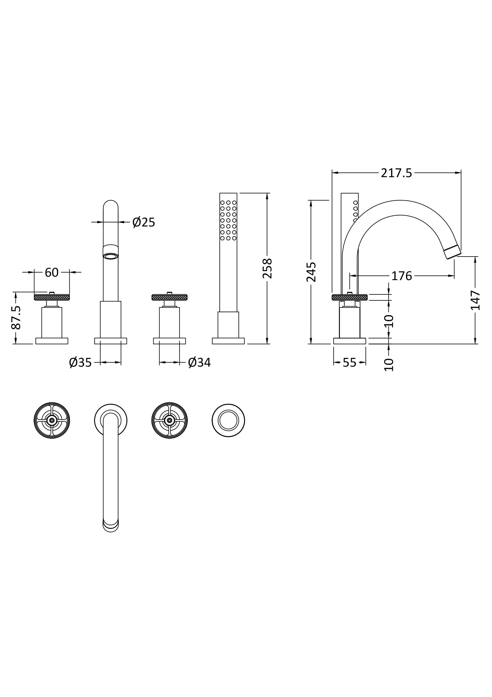 Hudson Reed 4 Tap Bath Shower Mixer TIW334 - Image 2