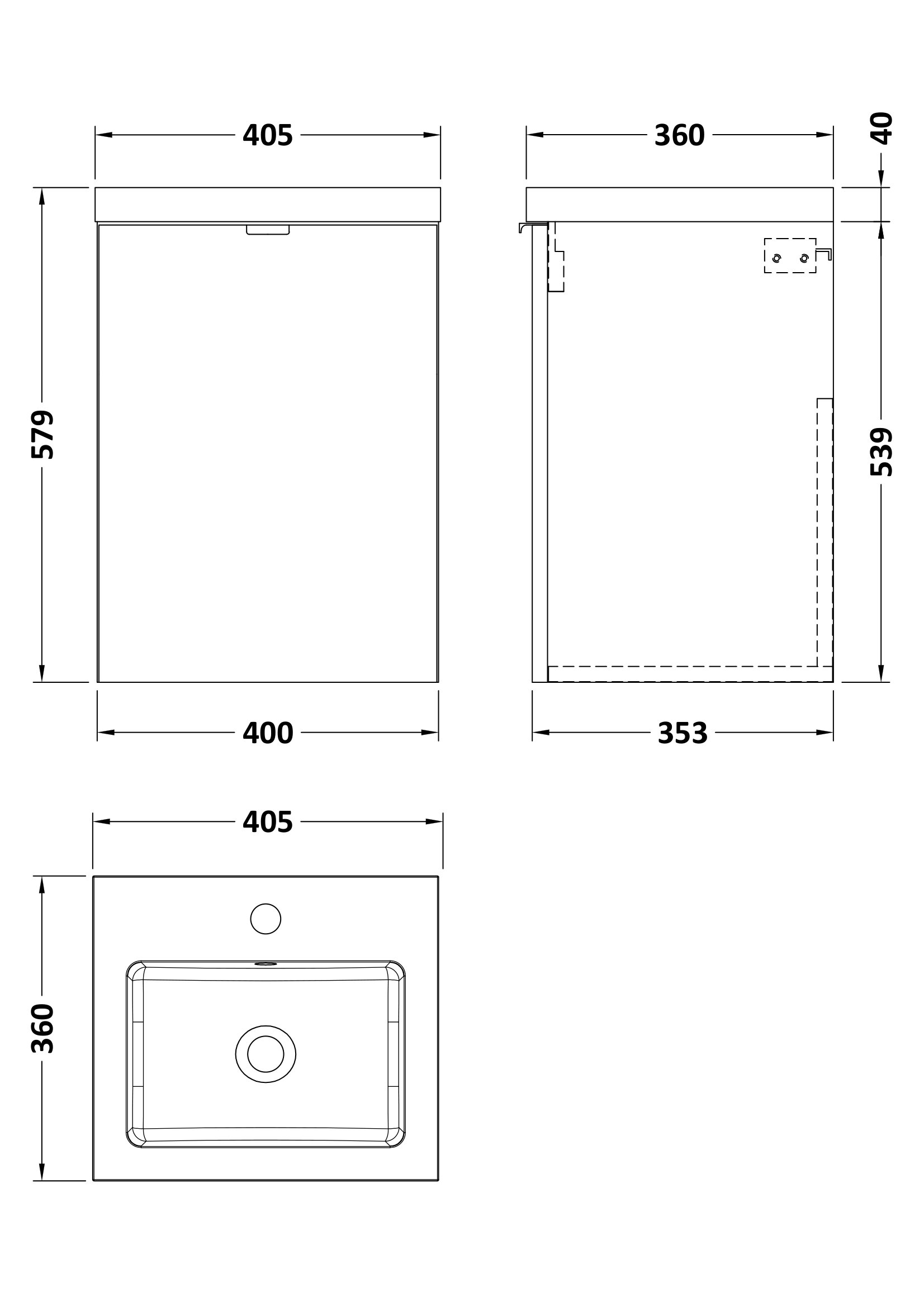Hudson Reed 400mm Vanity Unit & Basin CBI939 - Image 2