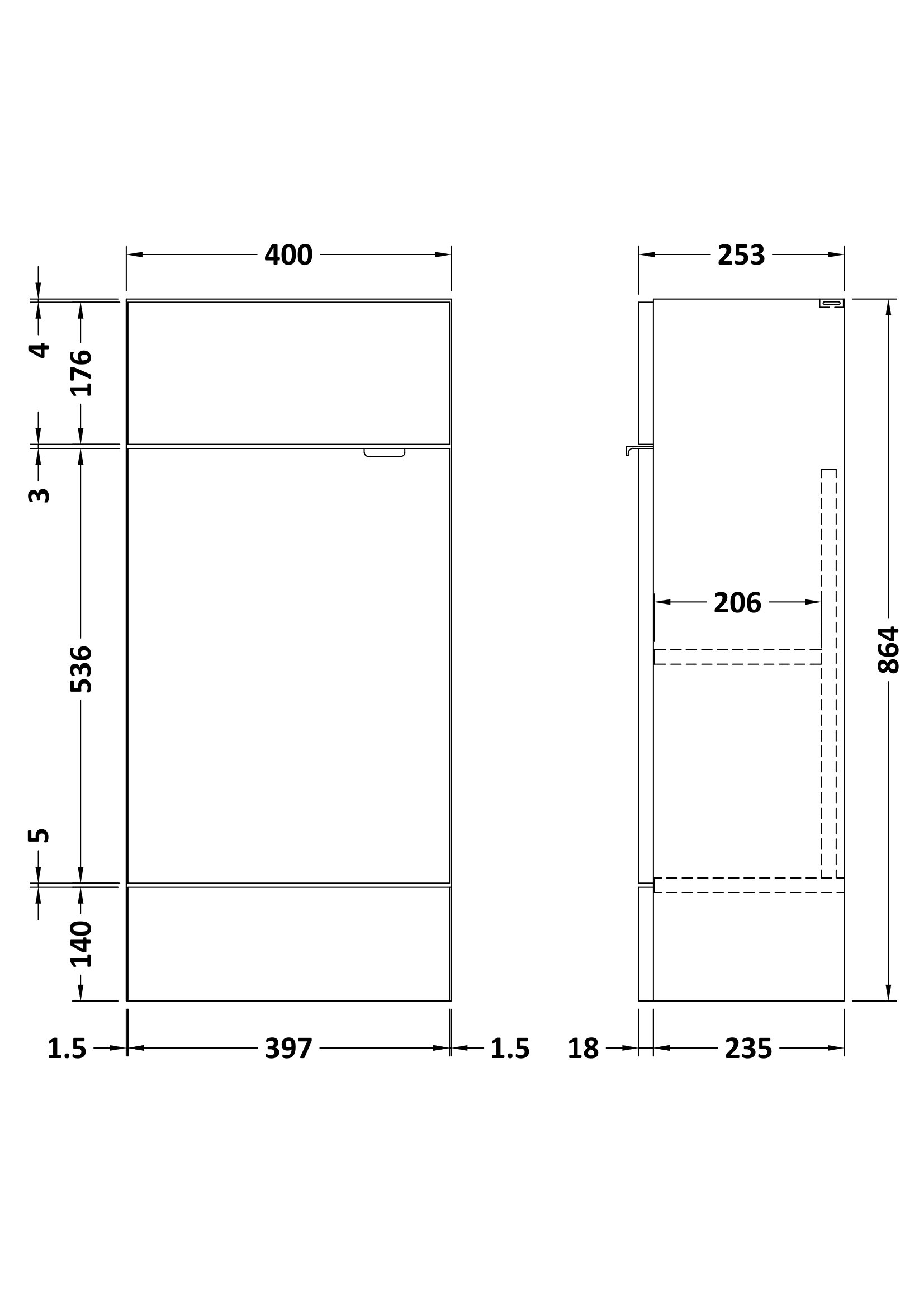 Hudson Reed 400mm Vanity Unit - Compact OFF103 - Image 3