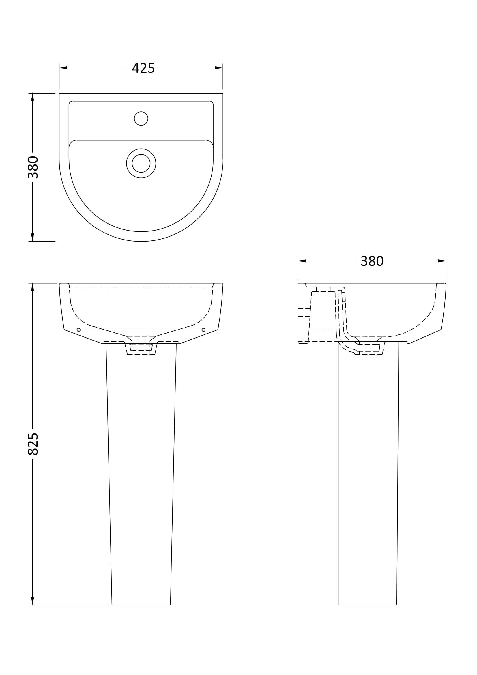 Hudson Reed 420mm Basin & Pedestal CMA002 - Image 3