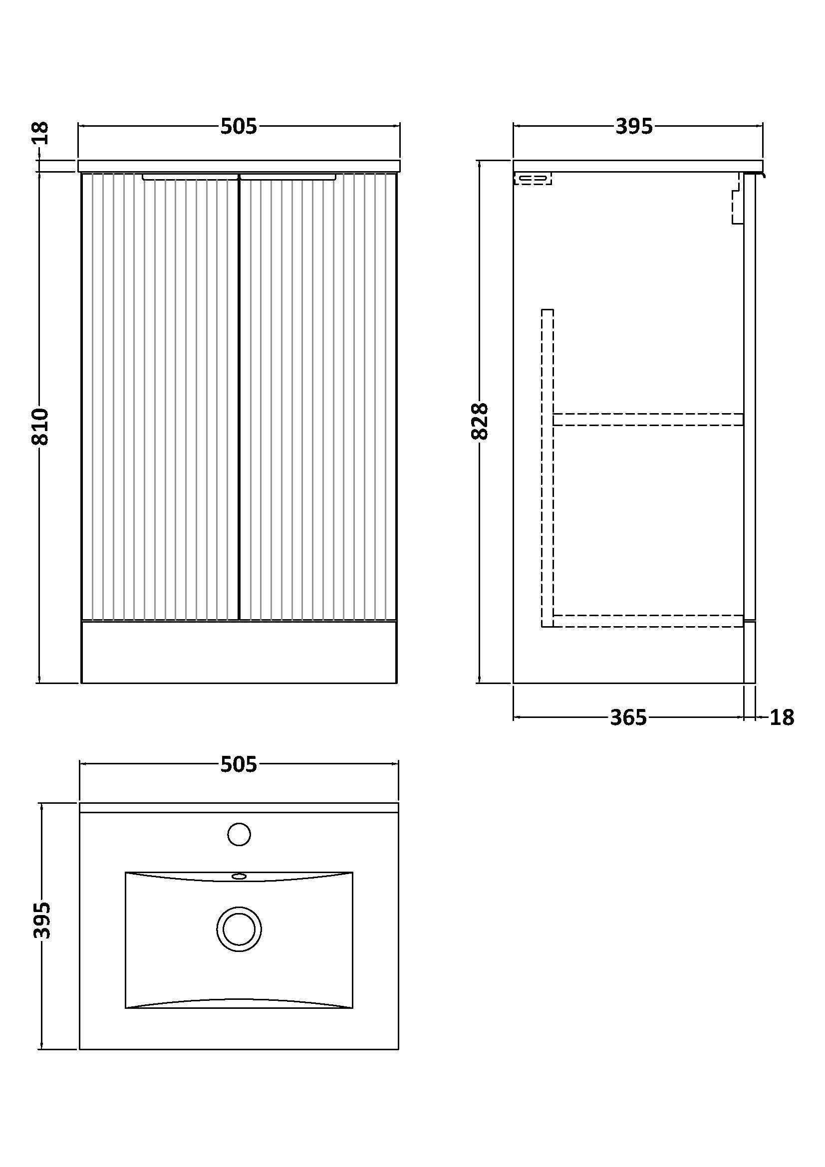 Hudson Reed 500mm Floor Standing 2 Door Vanity & Basin 2 DFF223B - Image 3