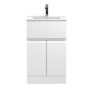 Hudson Reed 500mm Floor Standing 2-Door/Drawer Vanity Unit & Basin 2 URB101B