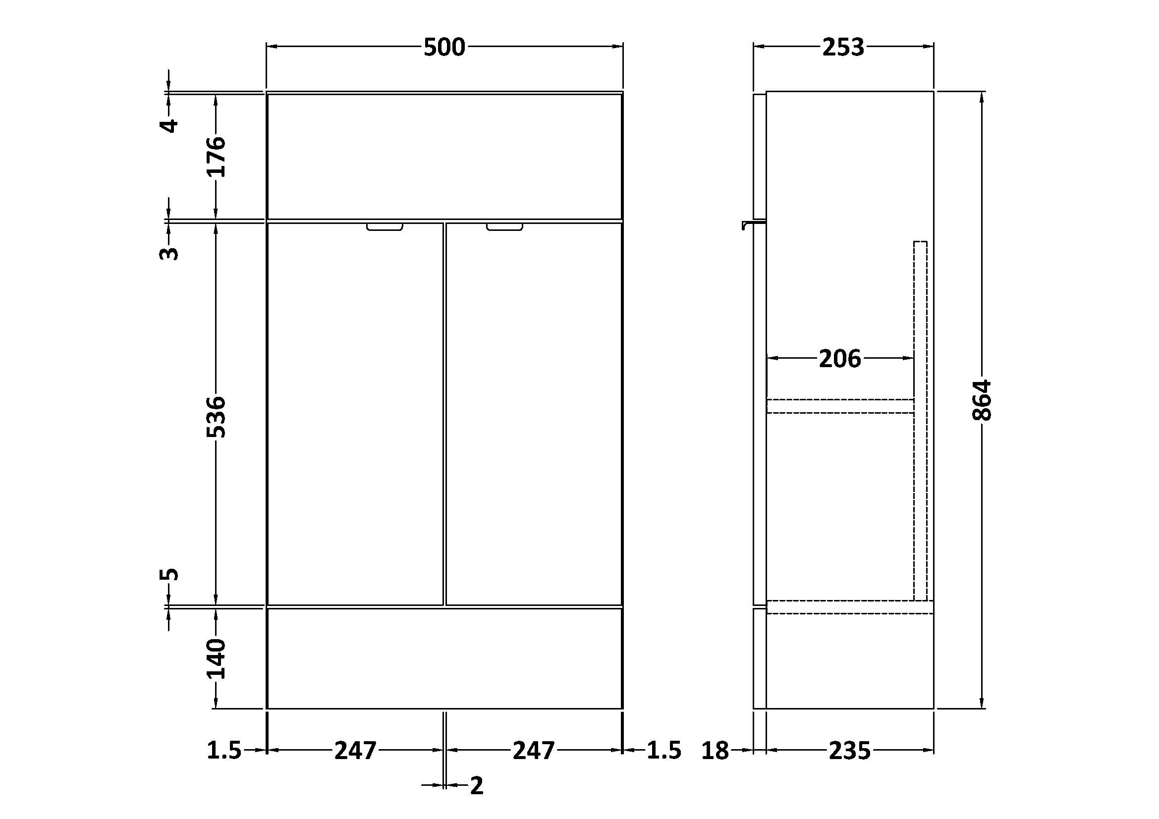 Hudson Reed 500mm Vanity Unit - Compact OFF505 - Image 2