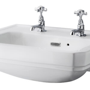 Hudson Reed 560mm Semi Recessed Basin (2 Tap Hole) NCS808