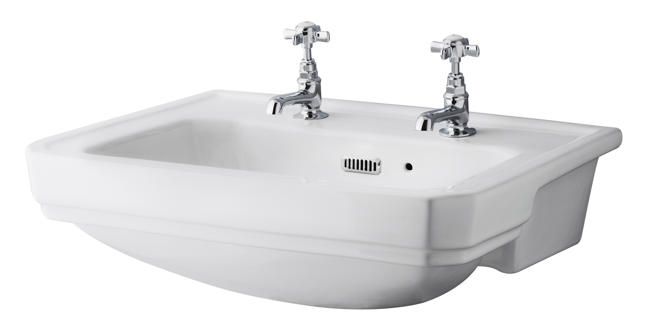 Hudson Reed 560mm Semi Recessed Basin (2 Tap Hole) NCS808