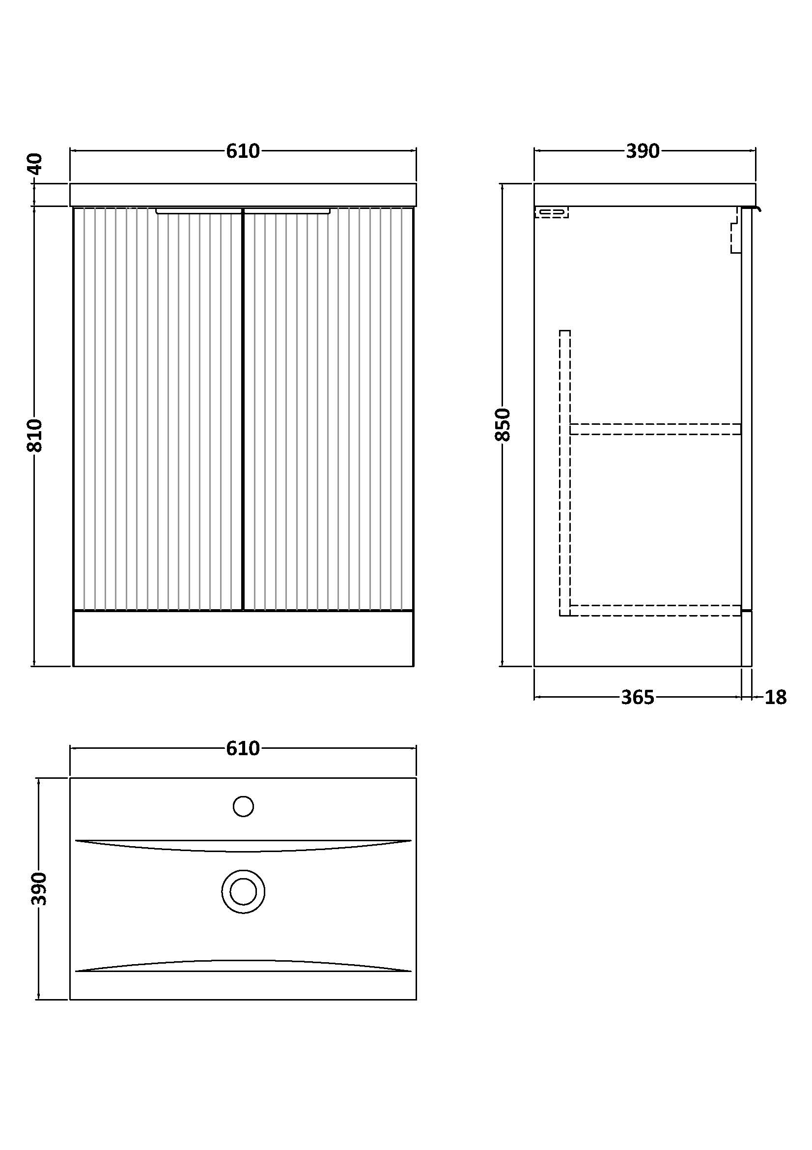 Hudson Reed 600mm Floor Standing 2 Door Vanity & Basin 1 DFF325A - Image 4