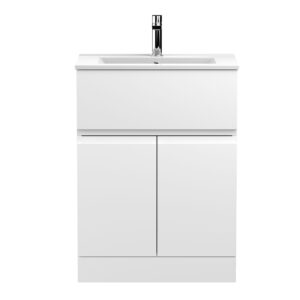 Hudson Reed 600mm Floor Standing 2-Door/Drawer Vanity Unit & Basin 2 URB103B