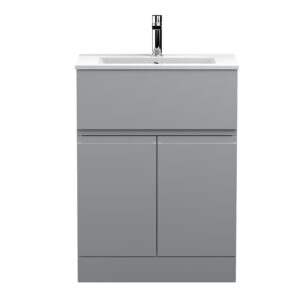 Hudson Reed 600mm Floor Standing 2-Door/Drawer Vanity Unit & Basin 2 URB203B