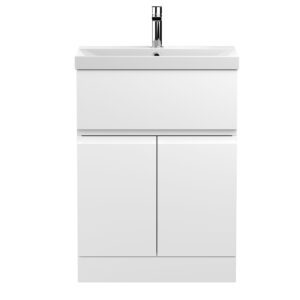 Hudson Reed 600mm Floor Standing 2-Door/Drawer Vanity Unit & Basin 3 URB103D