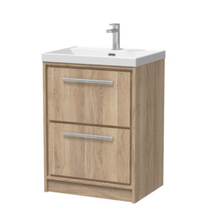 Hudson Reed 600mm Floor Standing 2-Drawer Vanity with Basin - 1 Tap Hole LIL3033E