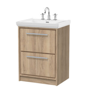 Hudson Reed 600mm Floor Standing 2-Drawer Vanity with Basin - 3 Tap Hole LIL3033B